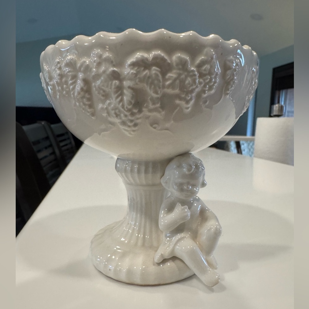 Vintage Renaissance by Lefton Cherub Bowl Candle Holder Grapevine Design